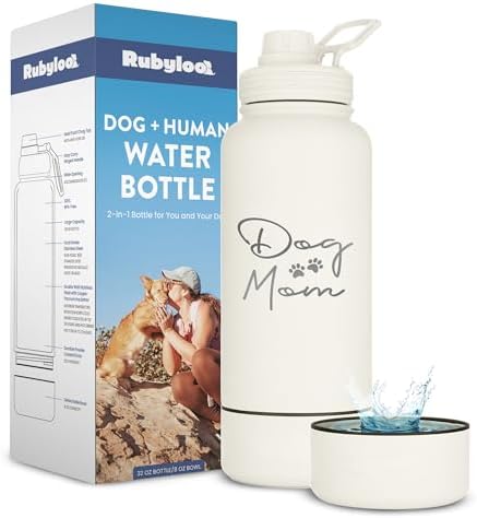 Rubyloo Dog Mom Essentials Bundle - Puffer Tote with Storage Containers (Rust) and 32 oz Water Bottle with Detachable Bowl (Dog Mom) - Travel Bag and Hydration Set - Image 5