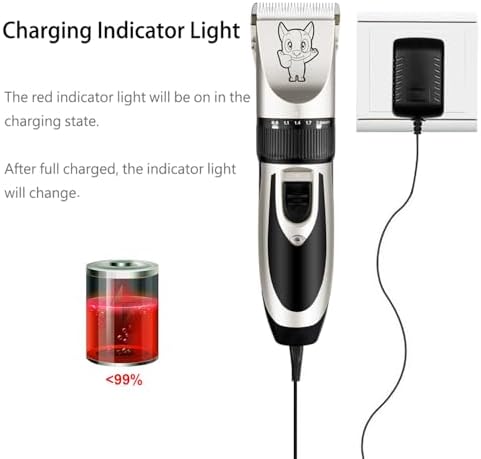 Highdas Dog Clippers for Grooming Low Noise, Cordless Electric Dog Grooming Kit Clippers Rechargeable, Quiet Dog Shaver, Pet Hair Trimmer Kit for Dogs & Cats (Silver) - Image 3