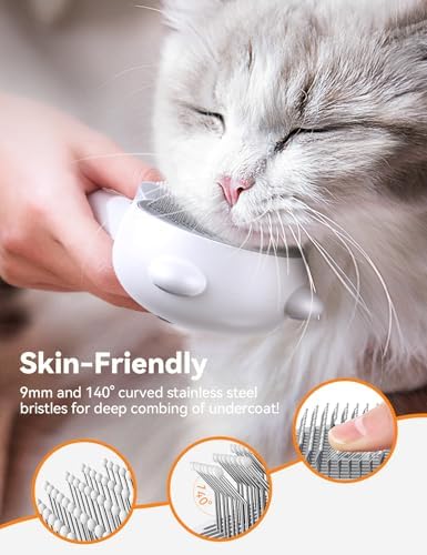 Cat Steam Brush, Brushes for Indoor Cats with Release Button, Undercoat Removal Grooming Supplies, Dual Spray USB Rechargeable, Cat Brush for Shedding for All Long-haired and Short-haired Pets - Image 3
