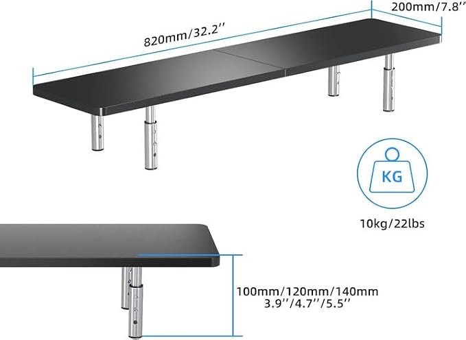 suptek Dual Monitor Stand Riser,Large Monitor Laptop Stand Riser 3 Adjustable Heights Computer Stand for Laptop, Printer, Notebook(MST016) - Image 5