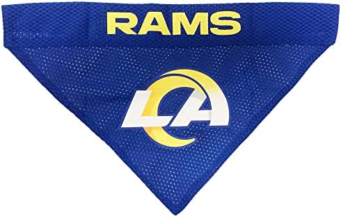 NFL DOG BANDANA - LOS ANGELES RAMS REVERSIBLE PET BANDANA. 2 Sided Sports Bandana with a PREMIUM Embroidery TEAM LOGO, Small/Medium. - 2 Sizes & 32 NFL Teams available - Image 2