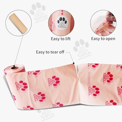 Dog Poop Bags Rolls 300 Count Biodegradable Poop Bags Refills for Dog and Cat Cherry Blossom Scented Waste Bag Leak Proof Doggie Poop Bag Doggy Trash Bag Pink - Image 5