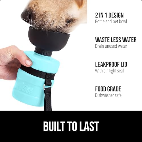 GORILLA GRIP Portable Dog Water Bottle, Food Grade Silicone, 16oz Turquoise - Image 2