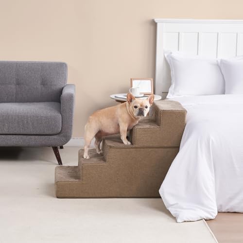 EHEYCIGA Dog Stairs for High Bed 25" H, Extra Wide Dog 5-Step, Camel - Image 5