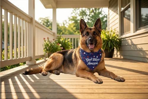 American Flag Dog Bandanas 3 Pack XL Extra Large, 4th of July Patriotic Pet Scarf Bandana for Independence Day Memorial Day, Red White Blue Holiday Costume for Extra Large Dogs - Image 7