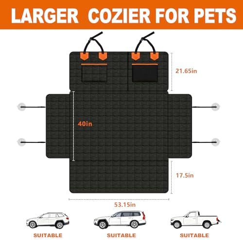 SUV Liner for Dogs, Waterproof Dog Trunk Cover with Bumper Flap Protector, PU Large Size Universal Fit, Black - Image 3