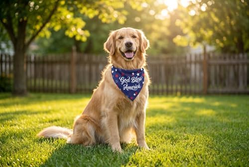 American Flag Dog Bandanas 3 Pack Large, 4th of July Patriotic Pet Scarf for Independence Day Memorial Day, Red White Blue Holiday Outfit for Medium to Large Dogs - Image 7