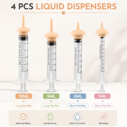 Pet Nursing Kit, Kitten Bottle Feeding Set with Silicone Nursing Nipples, Liquid Syringes, Formula Dispenser, Measuring Cup & Cleaning Brush for Newborn Puppies, Kittens & Other Small Animals - Image 3