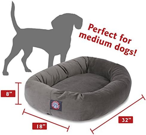 Majestic Pet 32 Inch Suede Calming Dog Bed Washable 32x23x7 (Inch) – Cozy Soft Round Donut Dog Bed with Spine Support for Dogs to Rest Their Head - Pet Bed Medium – Gray - Image 3