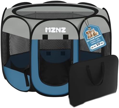 Dog Cat Small Animal Puppy Playpen Crate, Small, Grey Blue by MZNZ