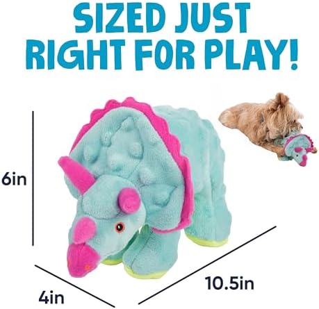 goDog Dinos Frills Squeaky Plush Dog Toy, Teal, Small - Image 3