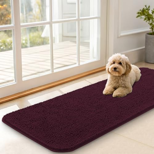 OLANLY Dog Door Mat for Muddy Paws 47x17, Super Absorbent Chenille Mud Mat by OLANLY