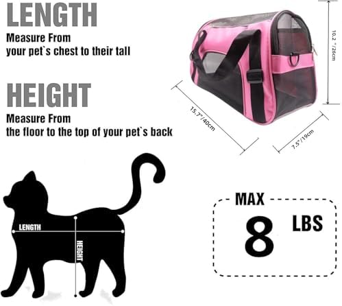 ZaneSun Cat Carrier,Soft-Sided Pet Travel Carrier for Cats,Dogs Puppy Comfort Portable Foldable Pet Bag Airline Approved (LightPink) - Image 2