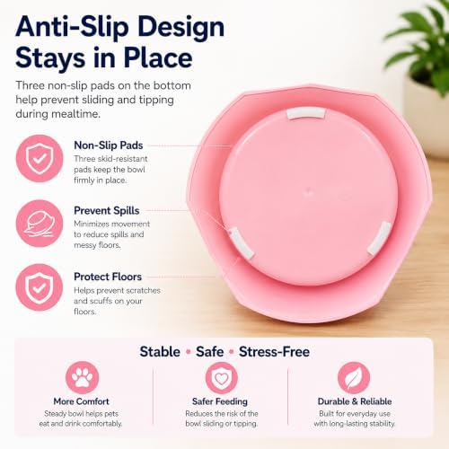 Pink No Spill Dog Water Bowl, Pet Floating Water Bowl No Wet Mouth, Anti Splash & Anti Tip Slow Water Feeder, Keeps Fur Dry Clean Drinking Bowl for Dogs & Cats, Large Capacity Travel Friendly - Image 5