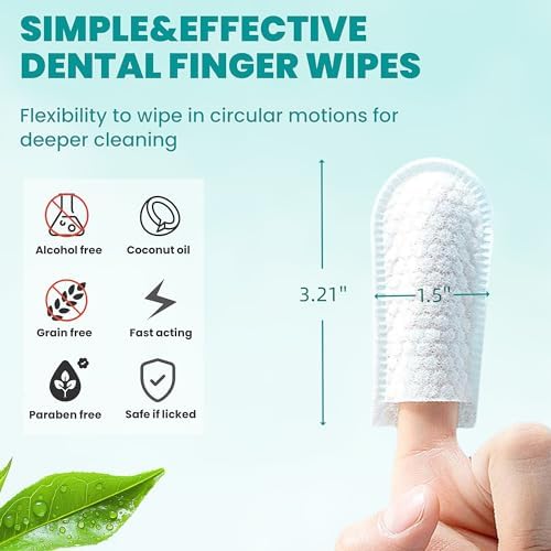 MEDUWEDU Dental Care Finger Wipes 60 Counts,Teeth Cleaning Finger Wipes for Dogs & Cats,Reduces Plaque & Freshens Breath, Mint Scent - Image 6