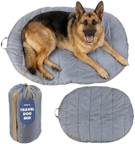 Travel Dog Bed, 48x36in, Foldable & Packable with Carry Bag, Grey by Rubyloo