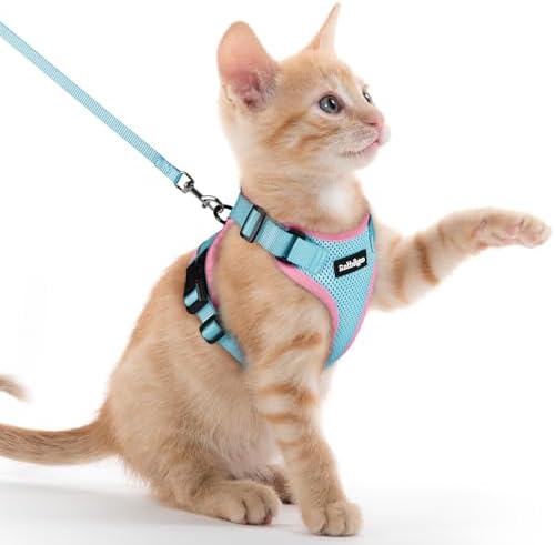 rabbitgoo Cat Harness and Leash Set, Escape Proof Vest, Light Blue & Pink by rabbitgoo
