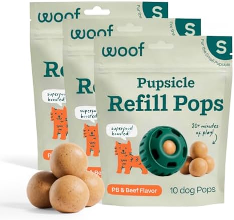 WOOF Pupsicle Peanut Butter & Beef Refill Pops Dog Treats, Small, 3 Pack by Woof