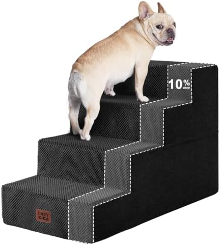 EHEYCIGA Dog Stairs for Bed 18" H, 4-Step Extra Wide Dog Steps, Black by EHEYCIGA