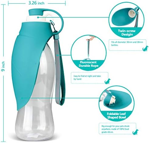 TIOVERY Dog Water Bottle for Walking, Pet Water Dispenser Feeder Container Portable with Drinking Cup Bowl Outdoor Hiking, Travel for Puppy, Cats, Hamsters, Rabbits and Other Small Animals 20 OZ - Image 3