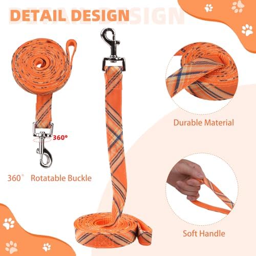 KOOLTAIL Thanksgiving Dog Harness for Small Medium Dogs,Dog Harness and Leash Set, Step in No Pull Soft Mesh Padded Adjustable and Reflective Pet Vest Puppy, Extra Harness for XS S Dogs Orange Plaid S - Image 3