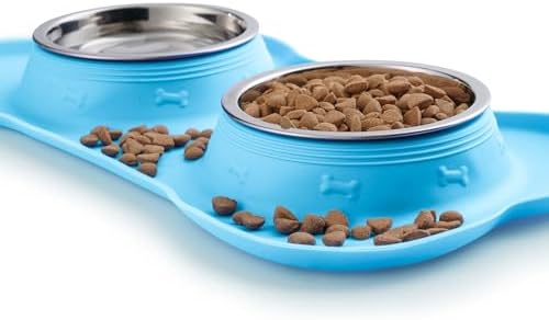 Hubulk Pet Dog Bowls 2 Stainless Steel Dog Bowl with No Spill Non-Skid Silicone Mat + Pet Food Scoop Water and Food Feeder Bowls for Feeding Small Medium Large Dogs Cats Puppies (X- Large, Turquoise) - Image 5