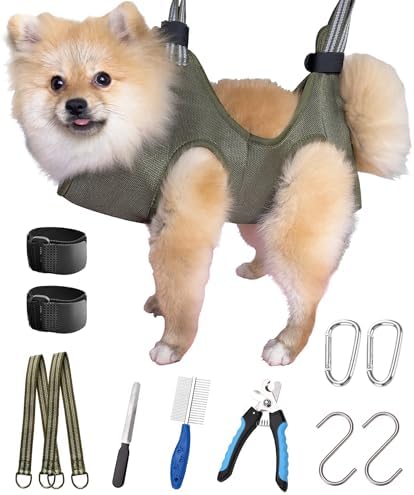 10 in 1 Dog Pet Grooming Hammock Harness with Nail Clippers/Trimmer,Dog Nail Hammock, Grooming Sling for Nail Clipping Hanging Harness Restraint for Claw Care by Kkiimatt