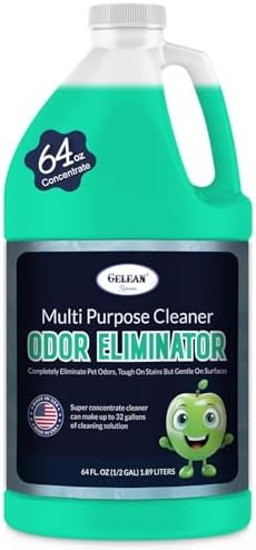 Multi Purpose Cleaner Pet Odor eliminator 64oz - Concentrate MAKES 32 GALLON - MADE IN USA- pH Neutral - Strong Floor Cleaner Odor eliminator - Stain Remover Cleaner & Deodorant (64 Fl Oz, Sky Breeze) by GELEANhighqualityproduct