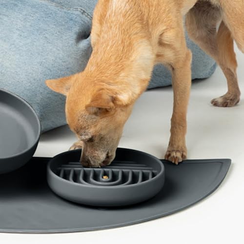 Slow Feeder Dog Bowl - Silicone Dog Bowl, Small, 6" x 1.25"- Charcoal - Image 4