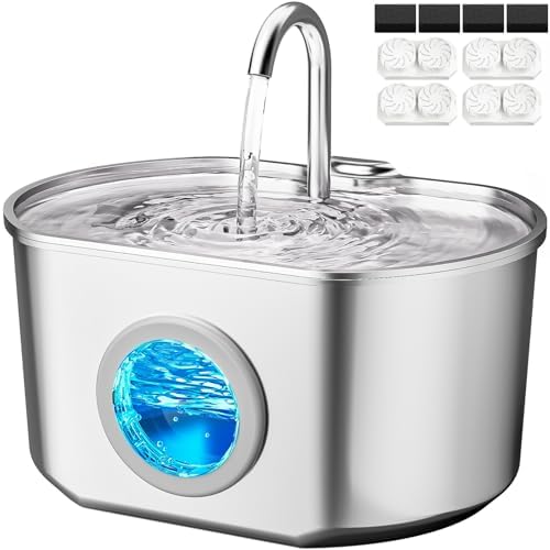 Cat Water Fountain Stainless Steel: 74oz/2.2L Cat Fountain for Drinking by Neareal