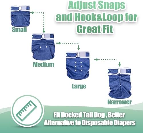 wegreeco Frenchie Dog Diapers Female No Tail Hole,Washable Pet French Puppy Bulldog Diapers Female for Period Heat,Reusable Doggy Doggie Dog Diapers （Jeans Small） - Image 5