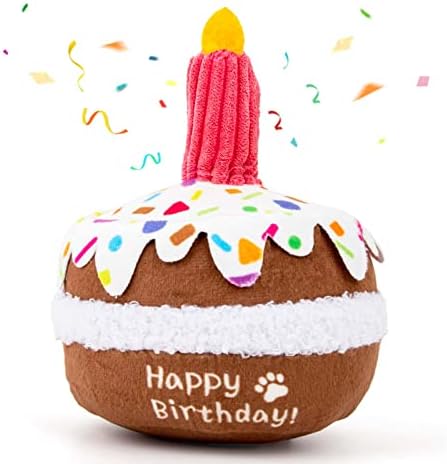 lilfrd Dog Birthday Toy, Squeaky Plush Birthday Cake Puppy Gift by Lilfrd