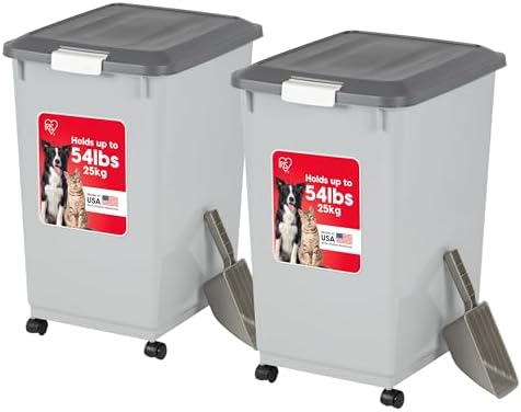 IRIS USA Dog Food Storage Container, 2-Pack, Up to 54 lbs, Gray/Dark Gray by IRISUSA