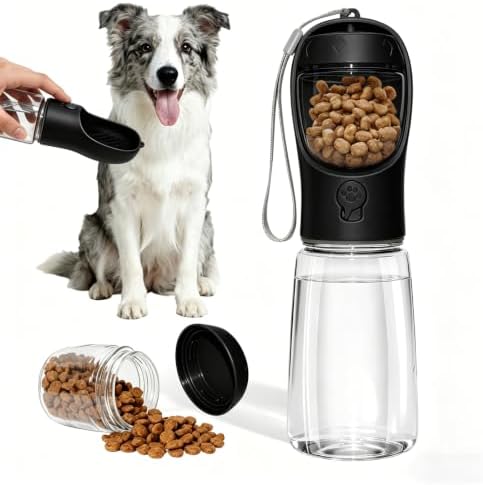 Portable Dog Water Bottle with Food Container, Drinking Bottle for Travel by Liphier