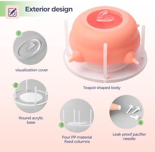 200ml Silicone Multi-Pet Milk Feeder with 4 Nipples(Pink) - Image 3