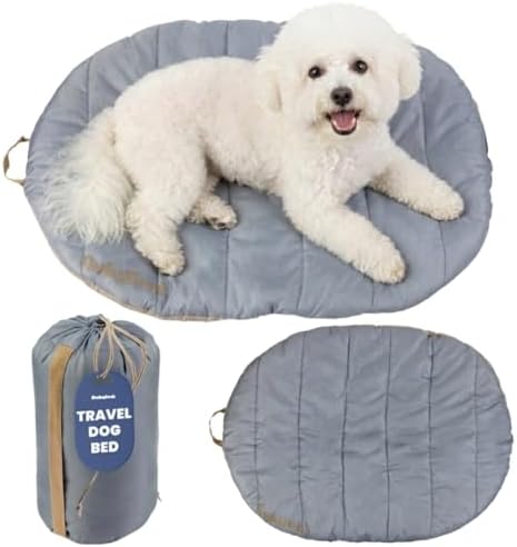 Travel Dog Bed, 30x22in, Foldable & Packable with Carry Bag, Grey by Rubyloo