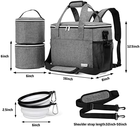 BAGLHER Dog Travel Bag Backpack Pet Supplies Backpack Pet Accessories Storage Bag 5-Piece Set With Shoulder Strap 2 Lined Pet Food Containers 4 Foldable Feeding Bowls Essential Kit for Pet travel - Image 6