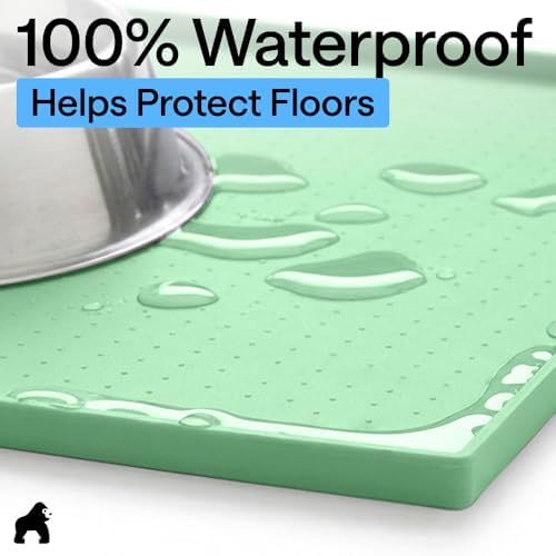 GORILLA GRIP Dog Food Mat, 100% Waterproof Silicone, 26x17 Mint - Image 4