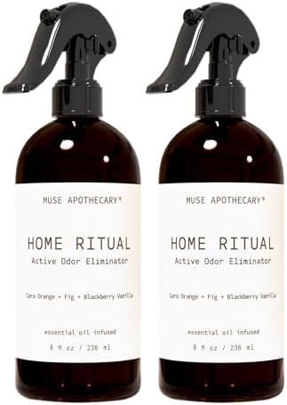 Muse Apothecary Home Ritual Active Odor Eliminator Spray - Furniture Deodorizer Spray & Bathroom Odor Eliminator for Home - Essential Oil Air Freshener - 8oz, Cara Orange + Fig + Blackberry Vanilla by MuseApothecary