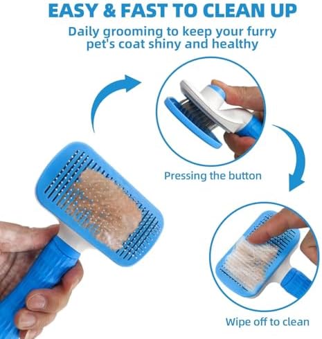 Dog Brush for Shedding,9 PCS in One Pet Slicker Hair Brush Kit with Pet Nail Clipper and File - Dog Cat Grooming Deshedding Undercoat Rake Brush Comb for All Small Large Dogs Cats Blue - Image 3