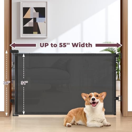 Retractable Baby Gates 2 Pack, 55" Wide Mesh Dog Gate Indoor - Image 2