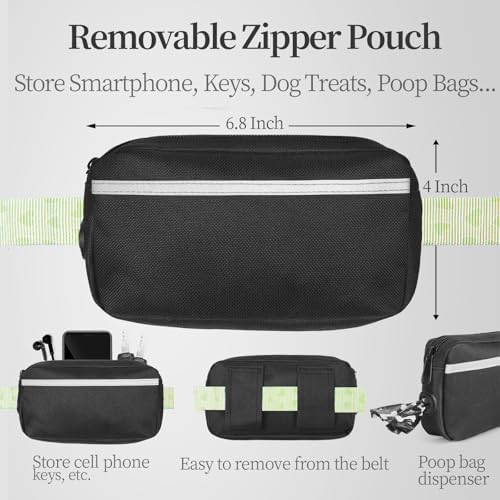 iYoShop Hands Free Dog Leash with Zipper Pouch, Green Heart, Large - Image 2