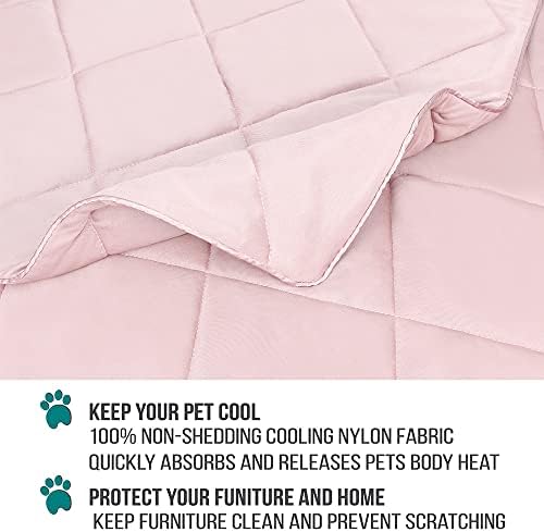 PetAmi Cooling Dog Blanket Queen Bed Lightweight for Pet Cat, 90x90 Pink - Image 4