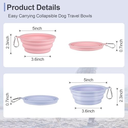 Kytely Collapsible Dog Bowls for Travel, 2Pack Dog Portable Water Bowl, Foldable Pet Food Bowl with Clasp, Pet Cat Feeding Cup Dish for Traveling, Walking, Hiking - Image 3