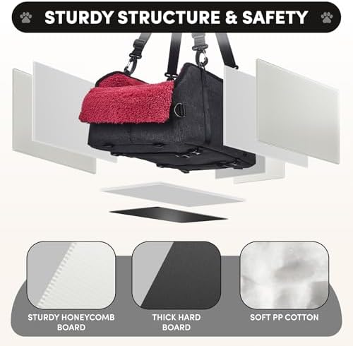 BurgeonNest Center Console Dog Car Seat for Small Pets to 11lbs, Red - Image 3