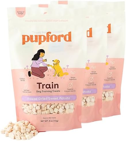 Pupford Freeze Dried Dog & Puppy Training Treats (Sweet Potato, 4 oz, 3 Pk) by Pupford