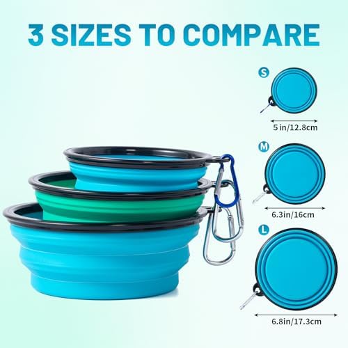 SLSON Dog Bowls Pet Collapsible Bowl with Cover Lids,2 Pack Dog Travel Bowls Portable Foldable Cat Water Dish Bowl for Pets Walking Parking Camping (Pink and Purple, Medium) - Image 4