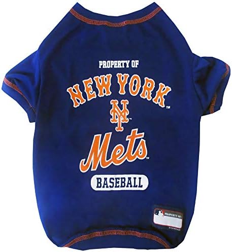MLB New York Mets Dog T-Shirt, X-Small. - Licensed Shirt for Pets Team Colored with Team Logos. - Premium Stretchable Materials for The Comfort of Your Dog & cat. - Image 2