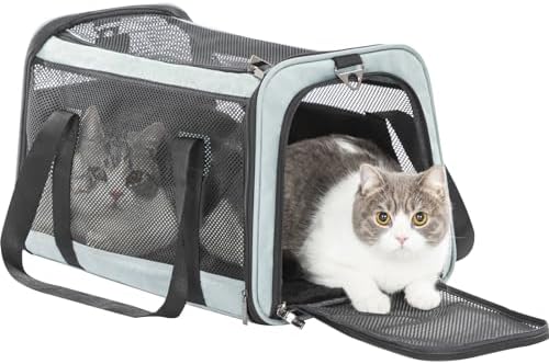 19 x 12 x 12 Large Cat Car Carrier – Roomy Escape-Proof Cat Car Seat for Safe Driving, Lockable Zippers & Safety Tether, Soft-Sided Travel Carrier for Road Trips & Vet Visits by Petsfit