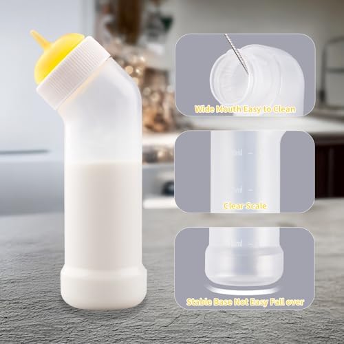 Pet Nursing Bottle for Newborn Animals,Kitten Bottle Feeding Kit Silicone Nipple for Kittens Puppys Rabbits Squirrel (Yellow, Small) - Image 6